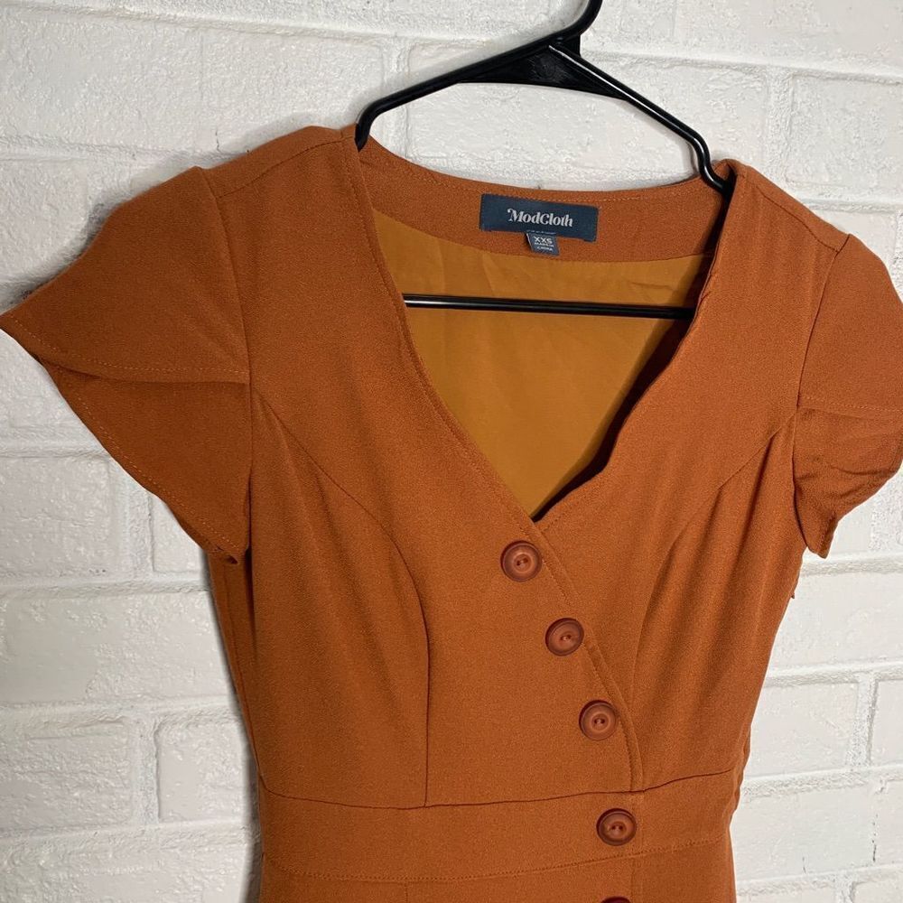 ModCloth Orange Button Front Dress size XXS - Picture 2 of 5